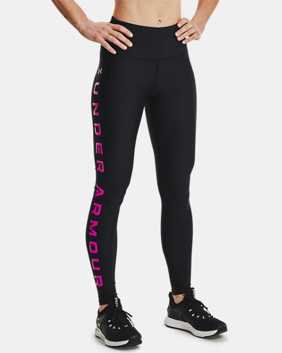 Damen HeatGear® Armour No-Slip Waistband Branded Full-Length-Leggings, Black, pdpMainDesktop image number 0
